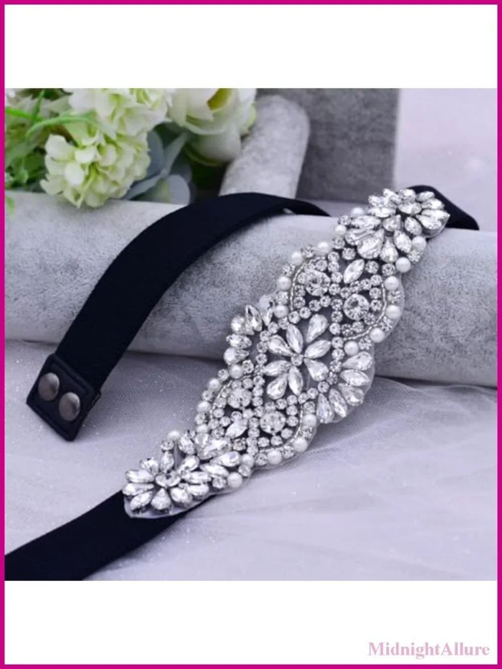 Rhinestone Beaded Stretch Belt for Women Wedding